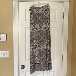 Floor length black print skirt